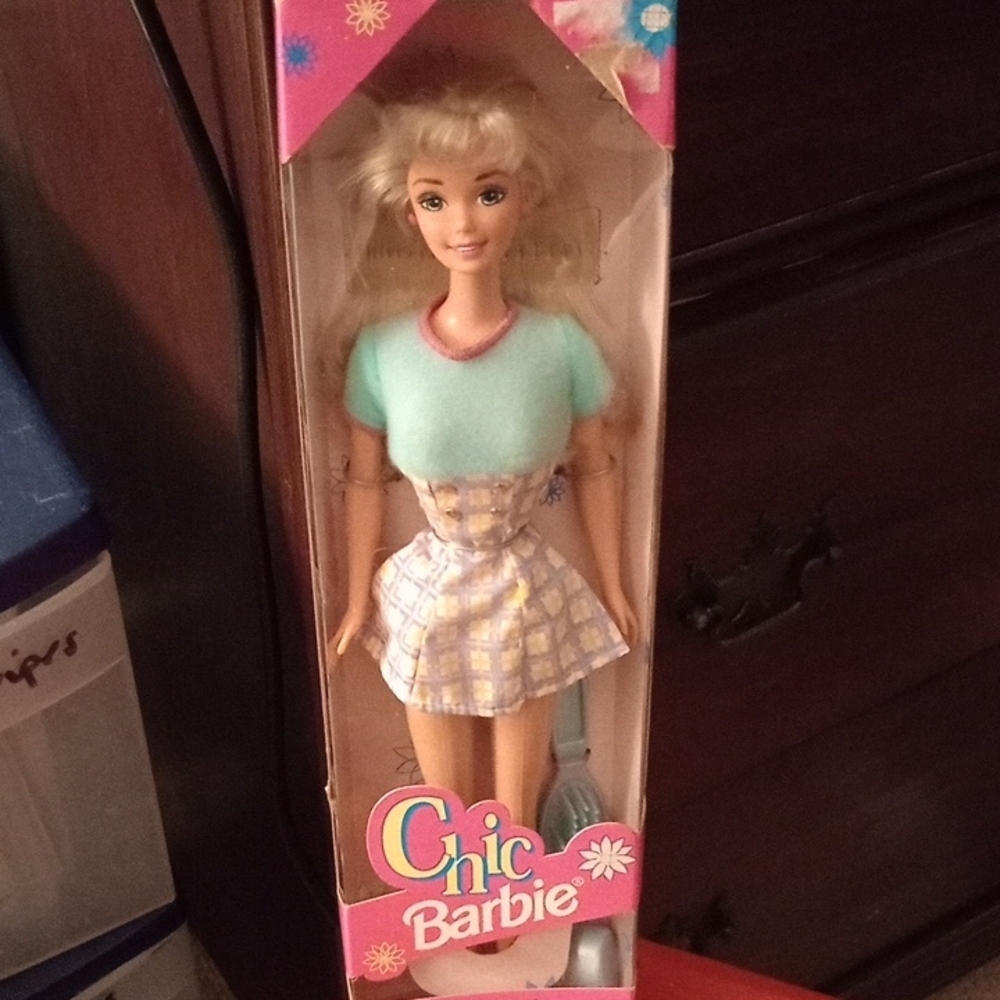 Barbie Doll with Light Blue Top and Plaid Skirt